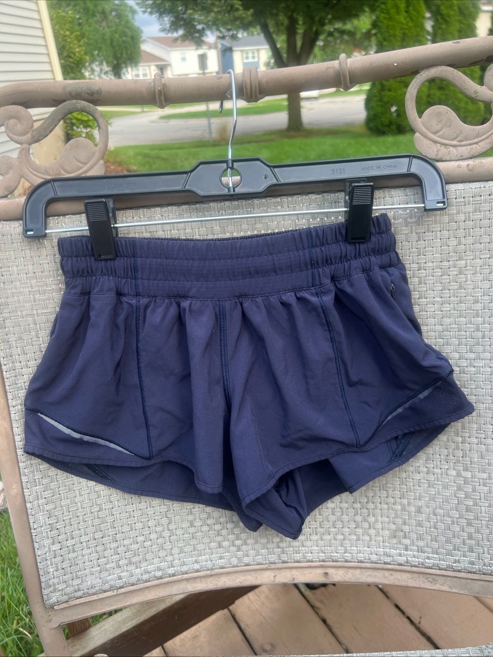 Lululemon 4 Blue Hotty Hot Shorts Swift Lined Dark Blue Reflective Pocket